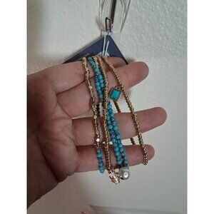NWT Universal Thread Bracelets Semi Precious Turquoise Beads Set